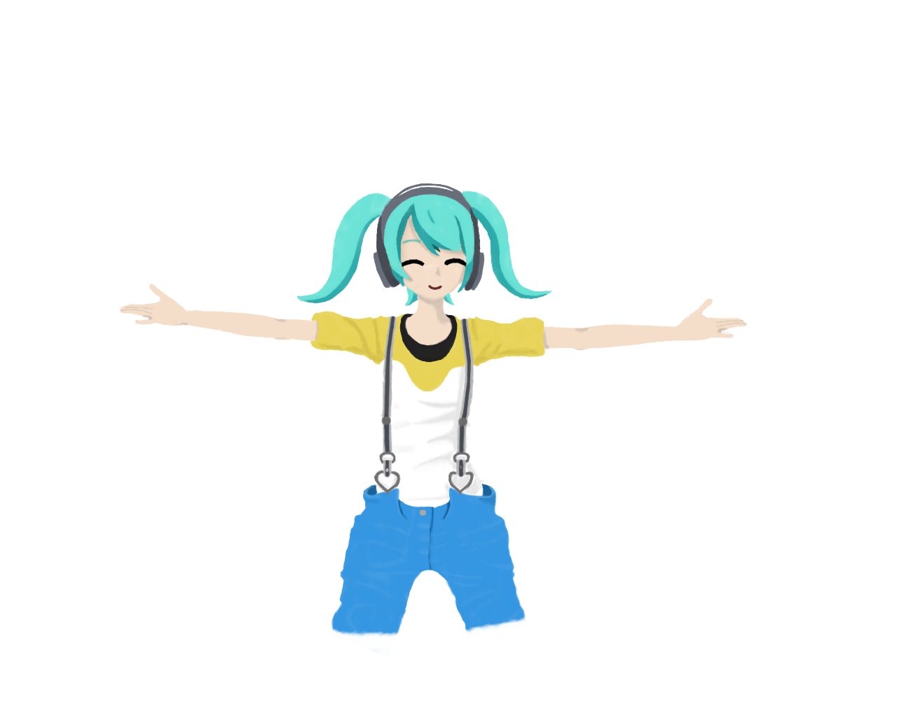 I decided to try to draw Mika - Drawing, My, Hatsune Miku, Digital drawing