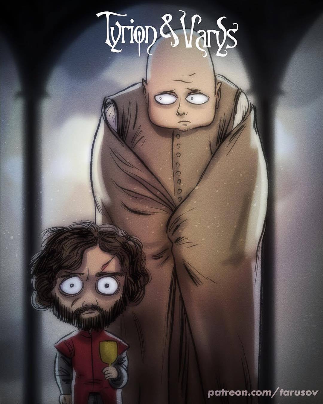 Heroes of the Game of Thrones in the style of Tim Burton. - Game of Thrones, Art, Jon Snow, Tyrion Lannister, King of the night, Longpost