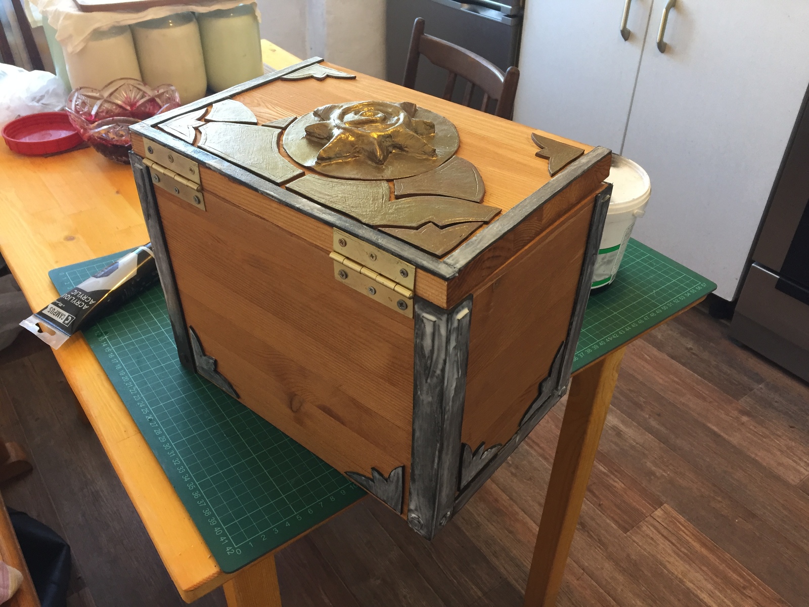 Hearthstone style chest - My, Needlework with process, , Box, Hearthstone, Craft, Craft, Longpost