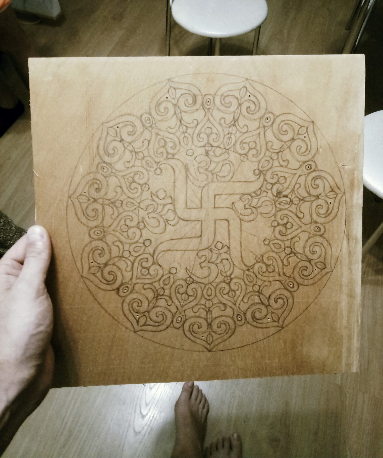 Sawing a mandala in honor of Gautama Buddha - My, Mandala, Wood products, Longpost