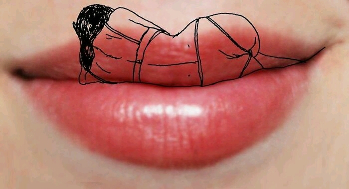 Israeli artist draws on her photos. Part 2. A little strawberry - NSFW, Not mine, The photo, Drawing, Longpost