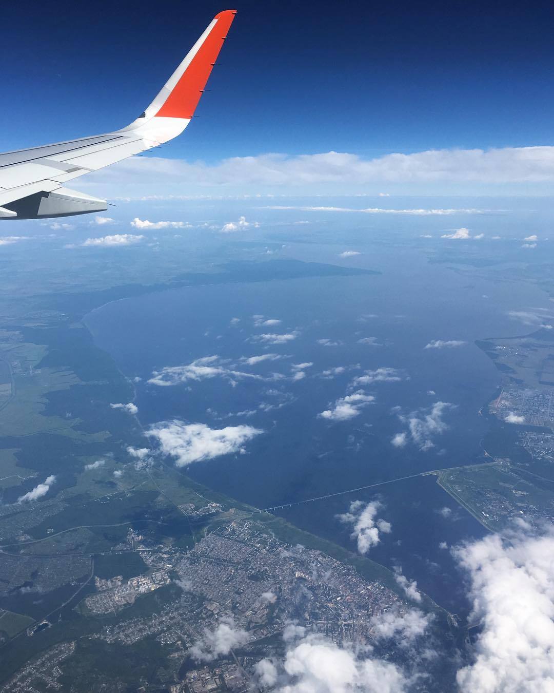 Ulyanovsk region from the porthole - Ulyanovsk, Ulyanovsk region, Sky, View from above, Airplane, Volga, Volga river, Russia, Longpost, River