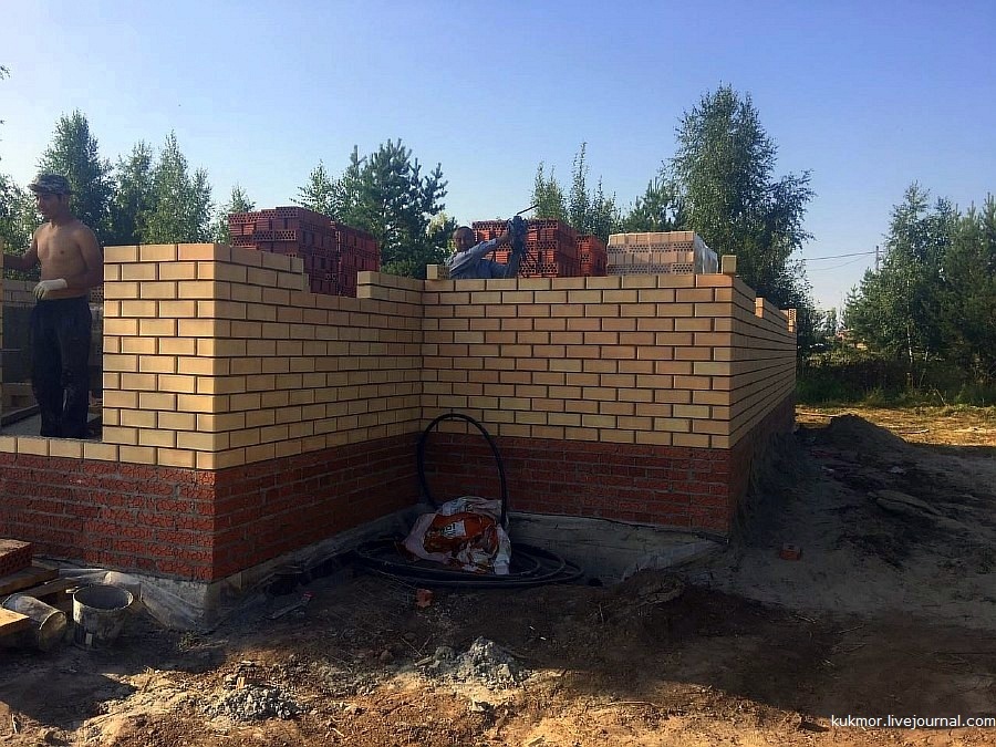I build my house in 90 days. 26th, 27th and 28th days. - Longpost, The photo, My, Warming, Bricks, New building, My house, Home construction, My