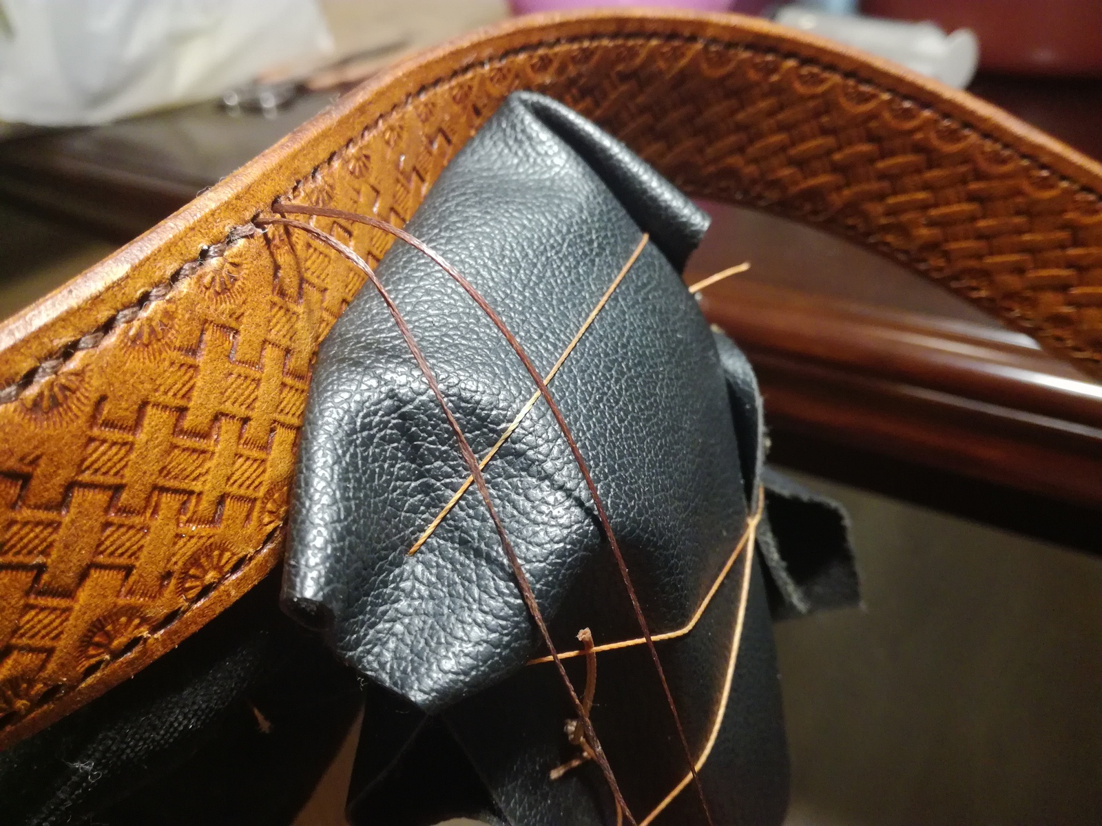 Embossed belt. - My, Belt, Leather, Leather, With your own hands, Leather products, Needlework, Longpost, Handmade