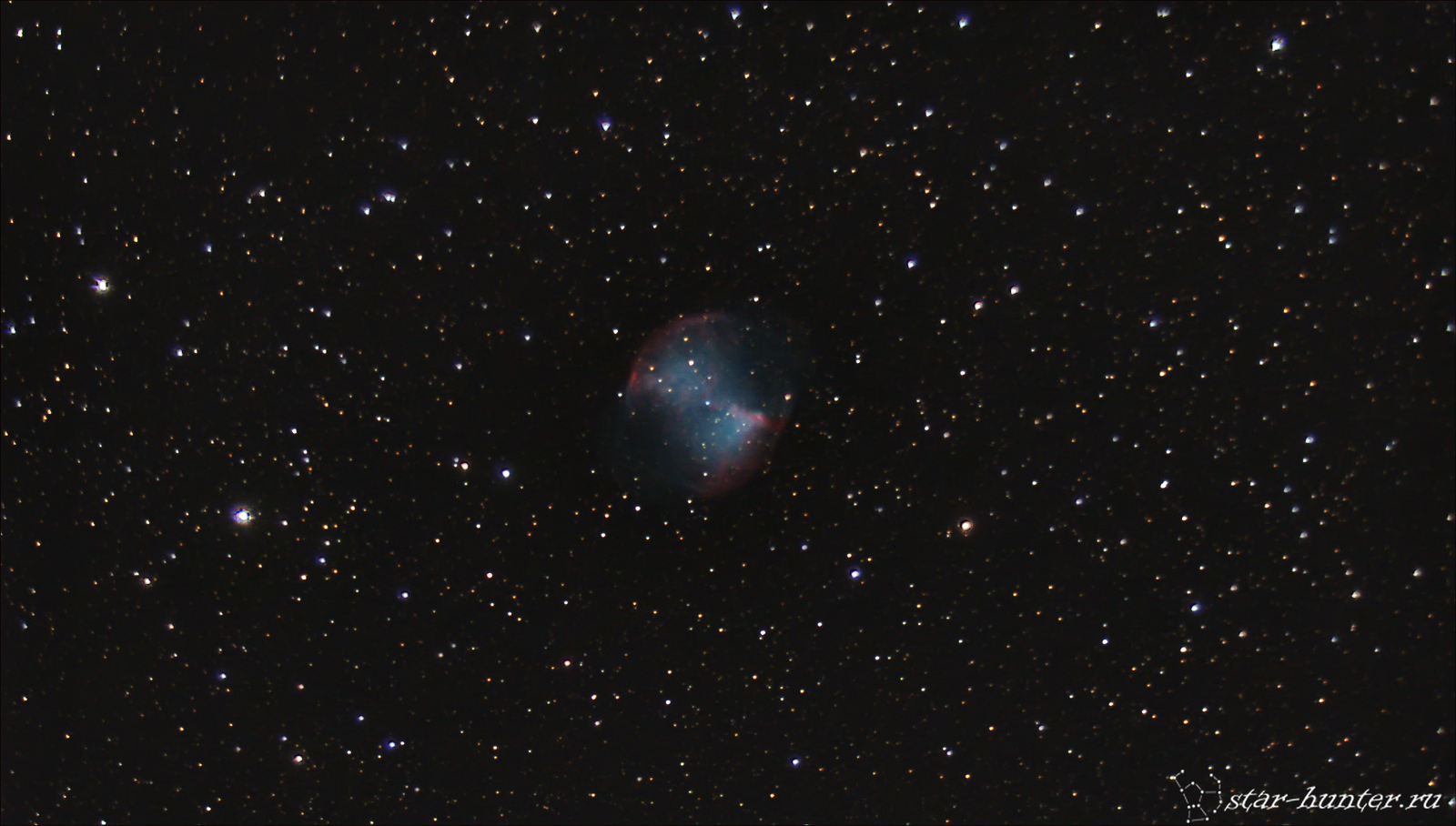 Planetary nebula M27 Dumbbell, August 25, 2017, 00:09. - My, Space, Nebula, Astrophoto, Astronomy, Starhunter, Anapadvor