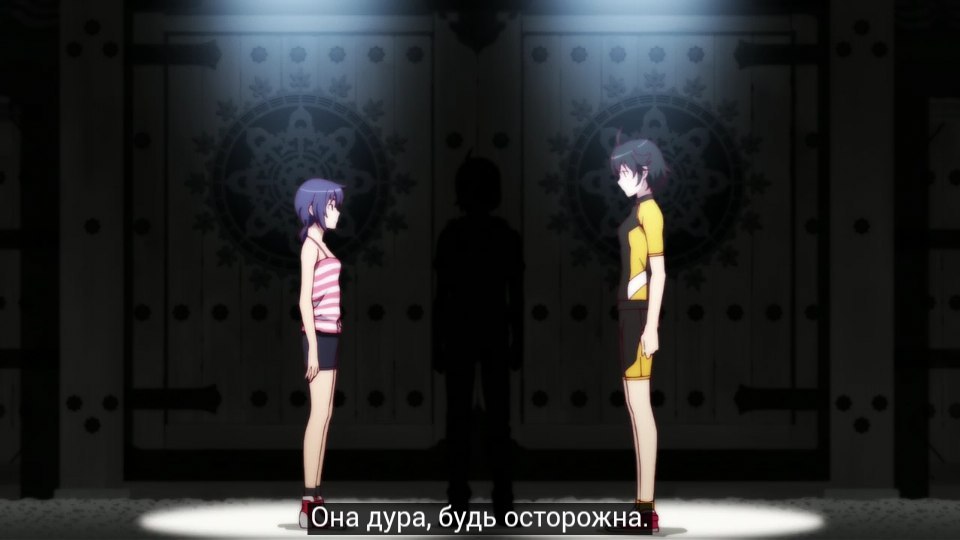 Karen's pressure was so hard to resist... - Nisemonogatari, Monogatari series, Anime art, Anime, Screenshot, Kanbaru suruga, Araragi karen, Araragi koyomi, Longpost