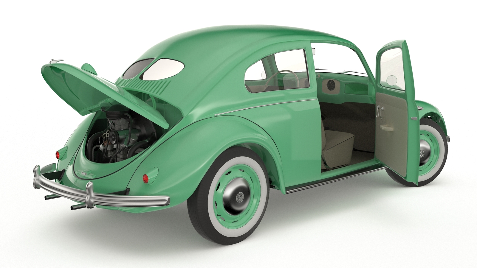 Volkswagen Beetle mk1 1938г. - Моё, 3DS max, Vray, 3D моделирование, Ретроавтомобиль, Volkswagen, Volkswagen Beetle, Длиннопост