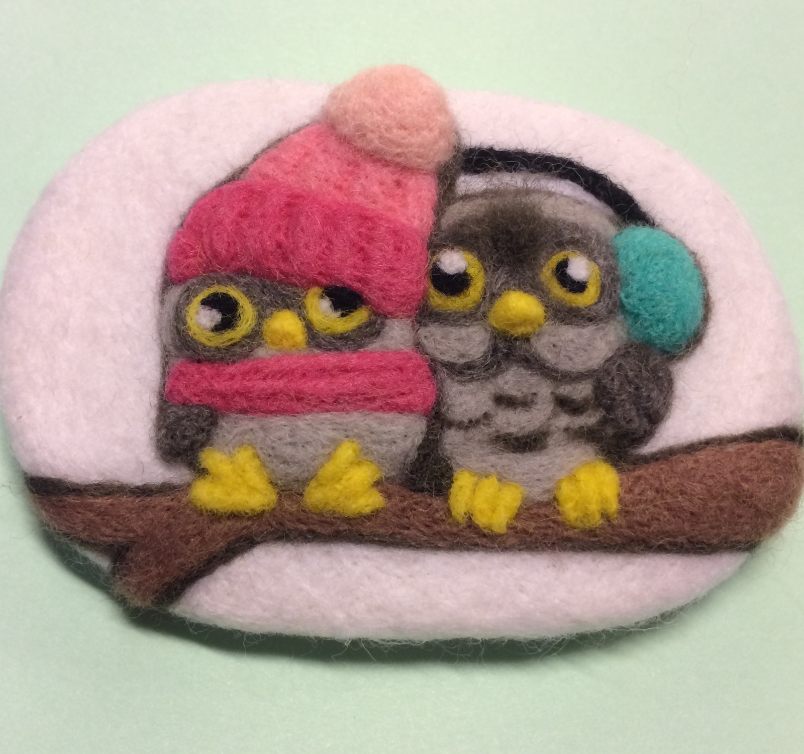 Brooches Owlets. Dry felting. - My, Brooch, Owl, Dry felting, Handmade, , Kit, Presents, Owlets, Longpost