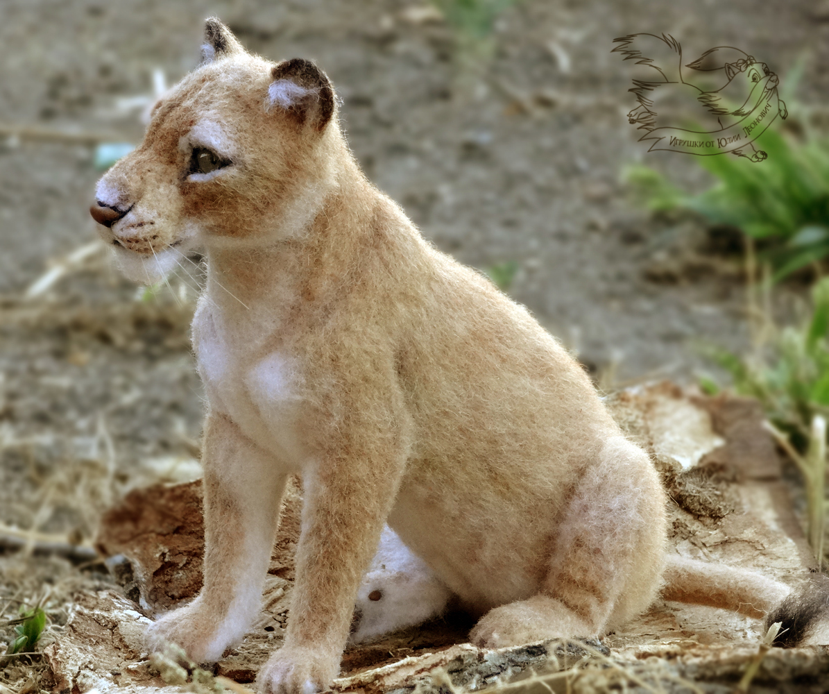 Lioness. Felt toy. - My, a lion, Lioness, Sculpture, Dry felting, Copyright, Needlework, Creation, Wallow, Longpost