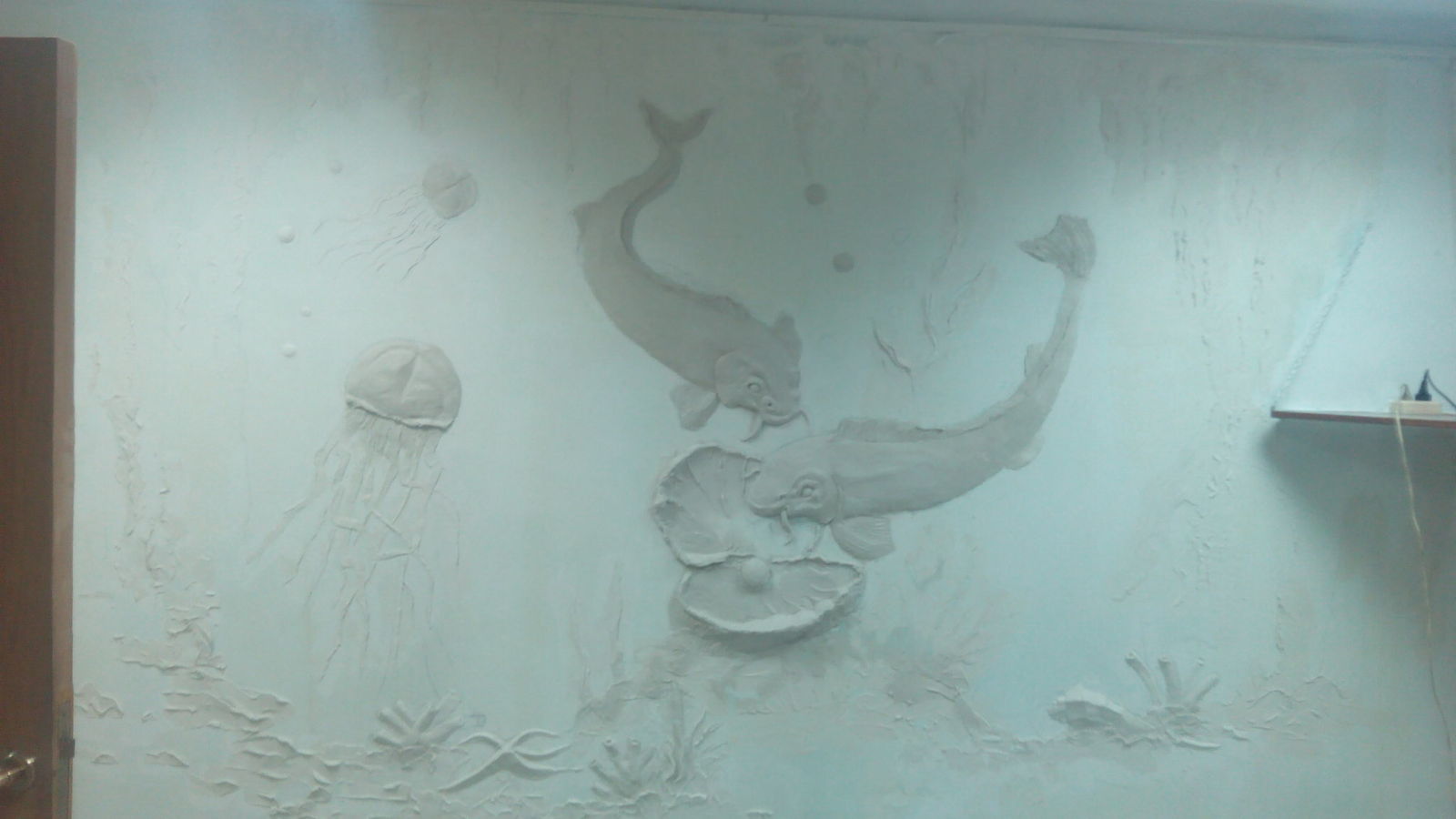 Bas-relief (part 1). - My, Bas-relief, Gypsum, A fish, Octopus, With your own hands, Needlework with process, Friday, For beginners, Longpost