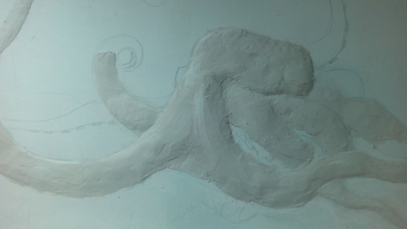 Bas-relief (part 1). - My, Bas-relief, Gypsum, A fish, Octopus, With your own hands, Needlework with process, Friday, For beginners, Longpost