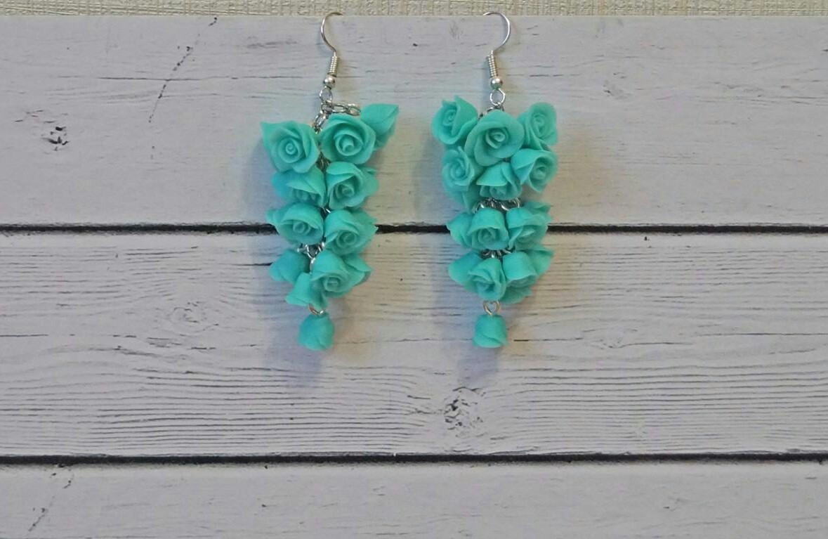 Polymer clay earrings - My, Earrings, Polymer clay, , the Rose, Needlework without process, Longpost