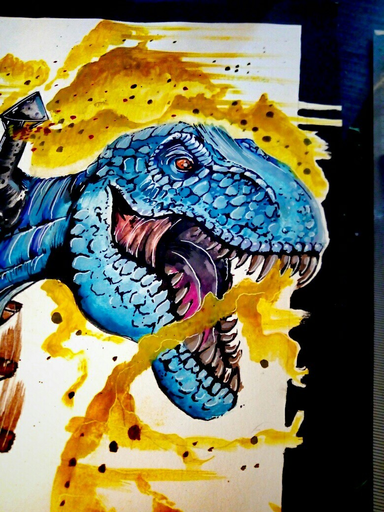 Parosaurus. Watercolor. - My, Dinosaurs, Drawing, Watercolor, Creation, Ufa, Longpost