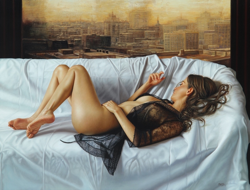 Metropolis. (Artist Omar Ortiz) - NSFW, Metropolis, Painting, Girls, Figure, Art, Omar Ortiz