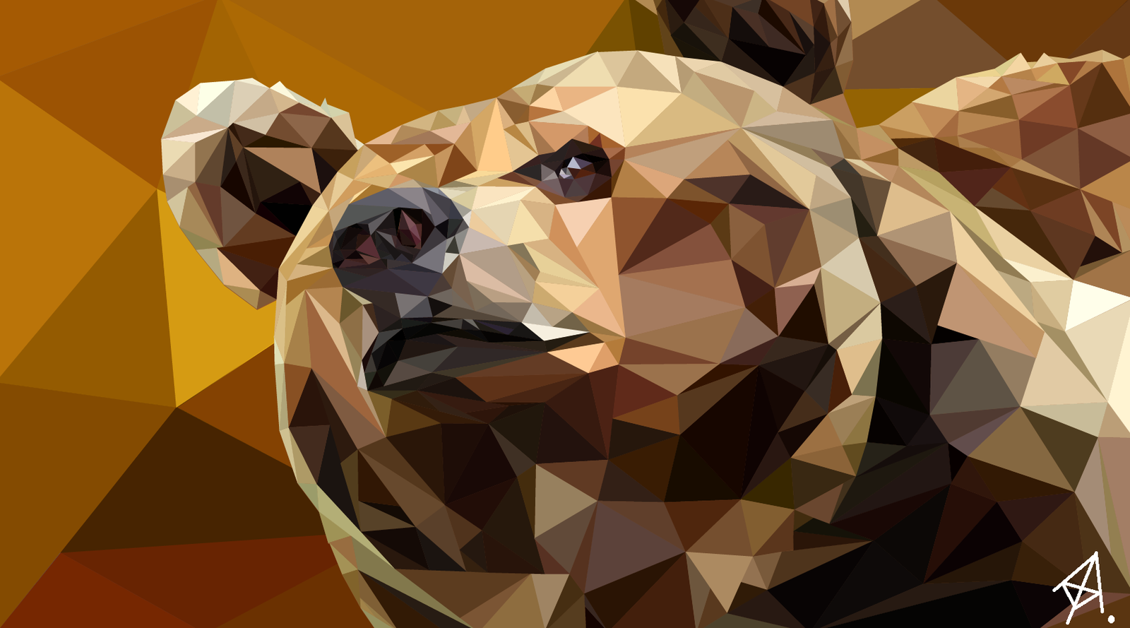 Мишка в стиле Low poly - Моё, Low poly, Adobe Illustrator, Чайник