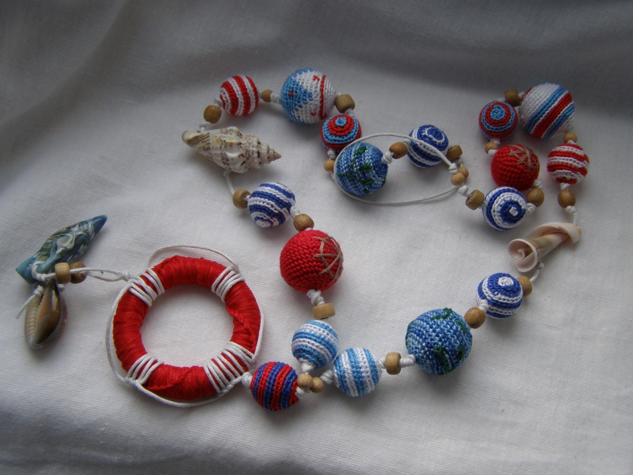 Knitted beads - marine - My, Beads, Slingobuses, Needlework without process, With your own hands, Photo on sneaker, Longpost