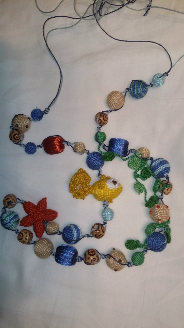 Knitted beads - marine - My, Beads, Slingobuses, Needlework without process, With your own hands, Photo on sneaker, Longpost