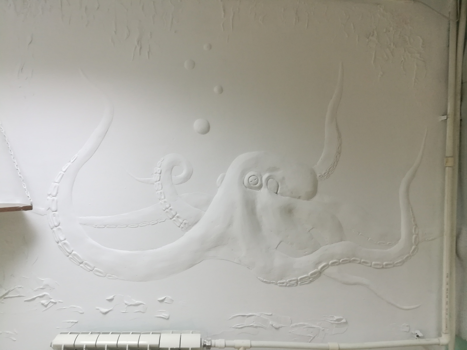 Bas-relief (part 2). - My, Bas-relief, With your own hands, Needlework with process, A fish, Pearl, Octopus, Surprise, Video, Longpost