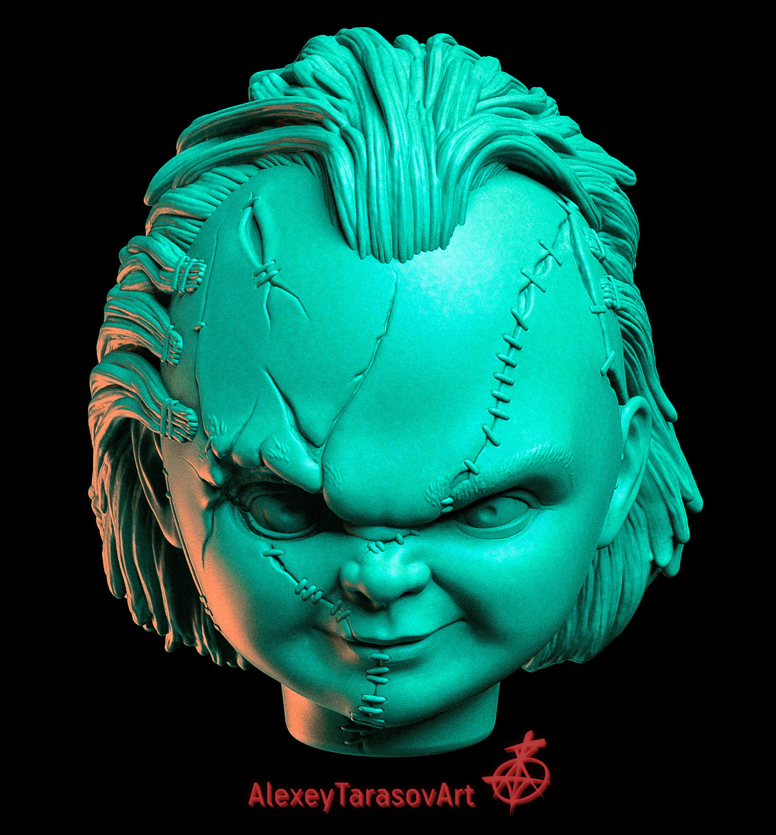 Chucky   Кто помнит этого парнишку? Вот и я слепил его в Zbrush - Моё, Chucky, Ужасы, Страшно, Фильмы, Хэллоуин, Zbrush, Скульптура