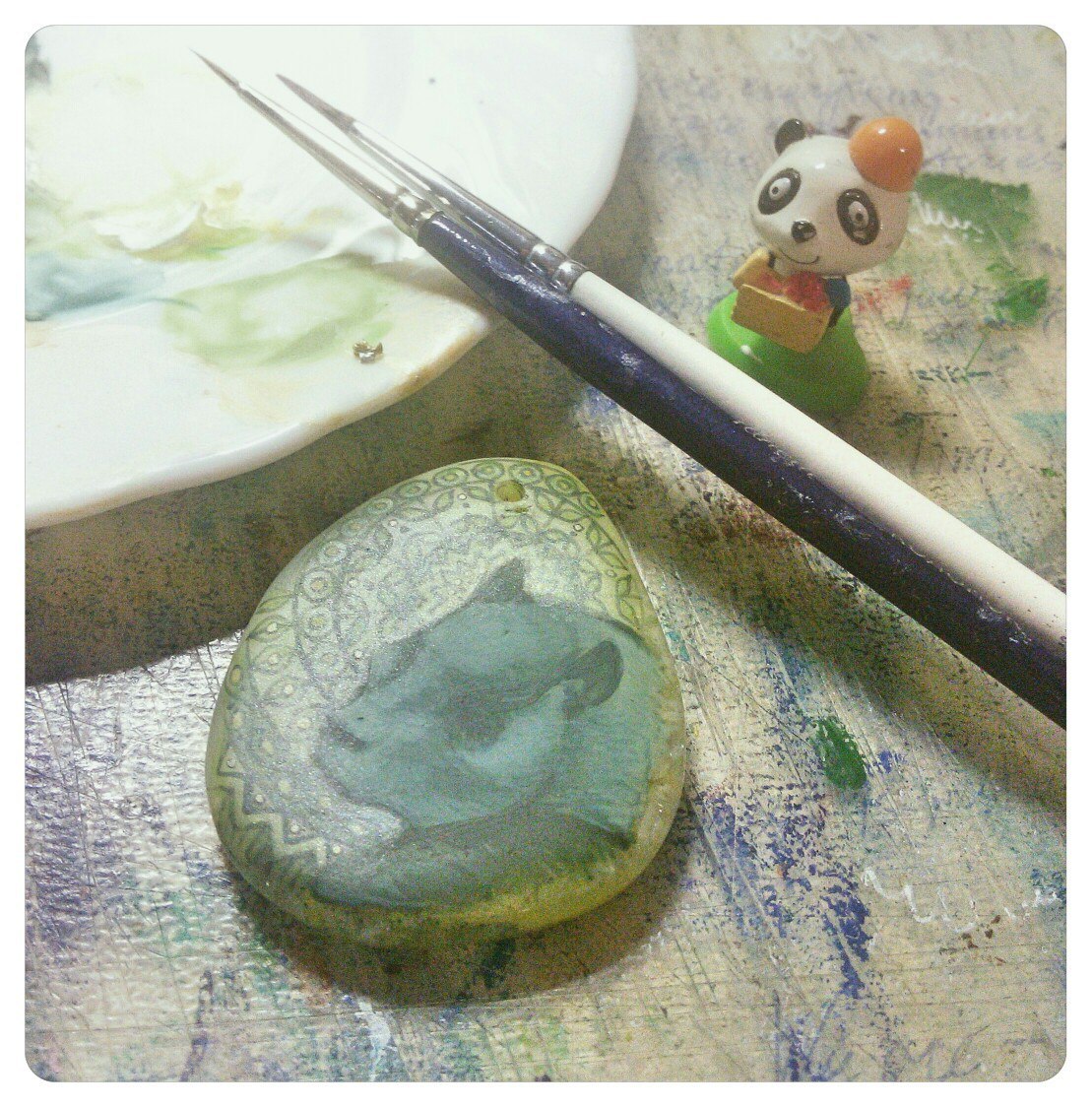 Miniature painting. Process - My, Painting, Miniature, Decoration, Artist, Needlework with process, Panda, Longpost