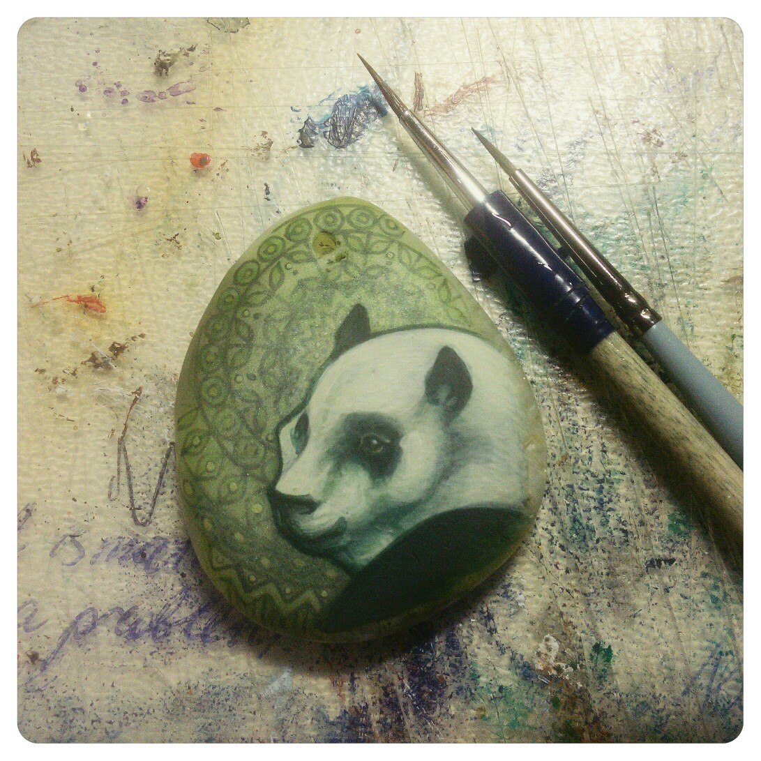 Miniature painting. Process - My, Painting, Miniature, Decoration, Artist, Needlework with process, Panda, Longpost