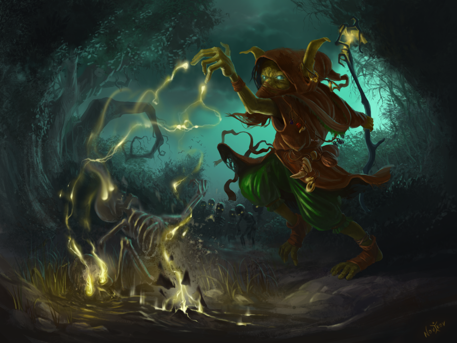 Goblin Shaman - My, Art, Forest, Drawing, Shaman, Drawing on a tablet, Graphics, Goblins, Shamans