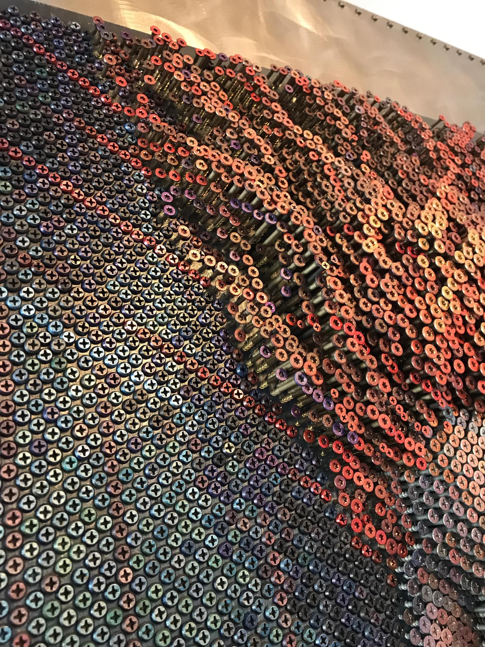 Over 20,000 screws. - Screw, Painting, Color, Trypophobia, Figure, Girls, Art, Longpost