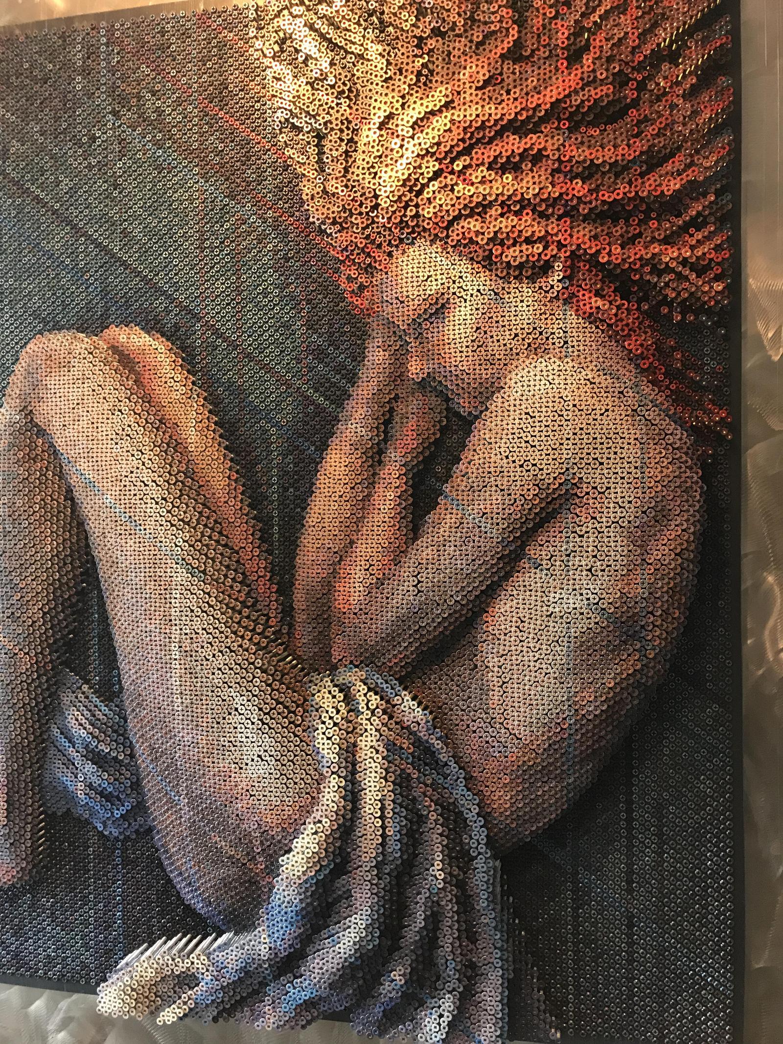 Over 20,000 screws. - Screw, Painting, Color, Trypophobia, Figure, Girls, Art, Longpost