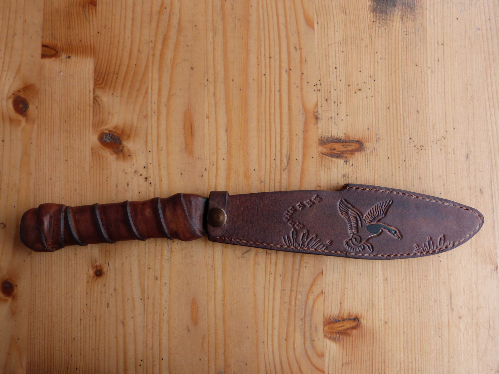 Sheath - My, Sheath, Leather, Embossing on leather, Duck, Longpost