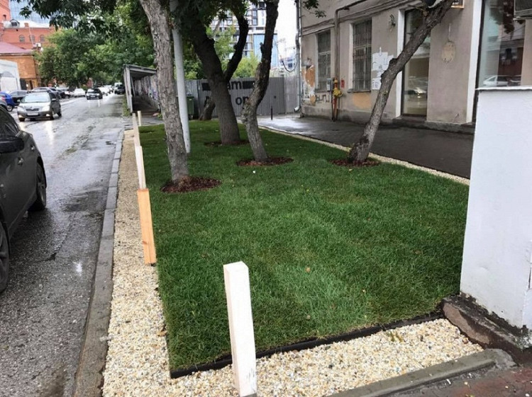 An entrepreneur from Yekaterinburg made a normal lawn for his money - Lawn, Yekaterinburg, Miracle, The culture, beauty, Video, Longpost