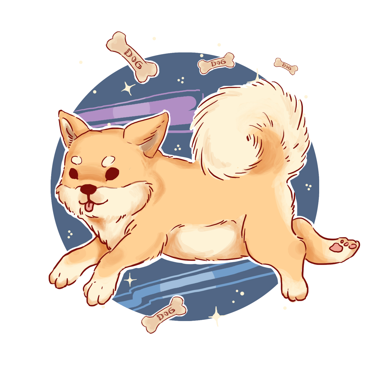 star dog - My, Drawing, Dog, Space, My, Milota, Cosmopos