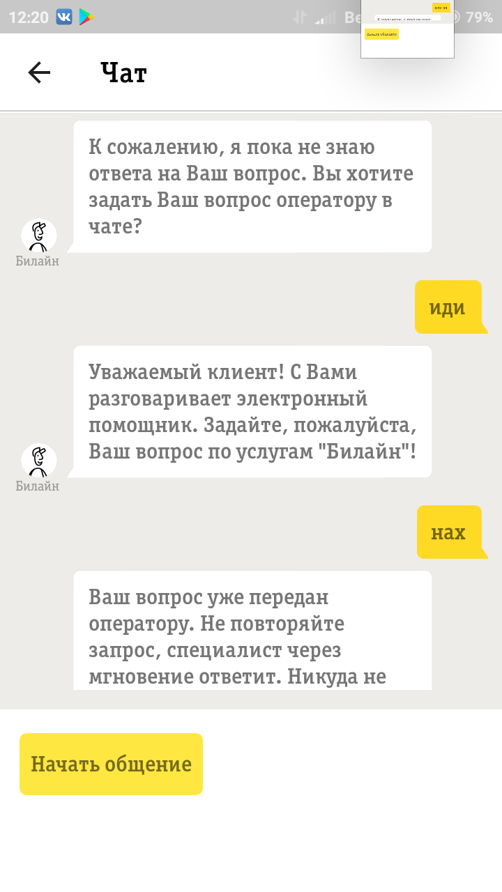 Поговорил с чат-ботом билайн - Моё, Билайн, Чат, Чат-Бот, Поддержка, Вопрос, Длиннопост