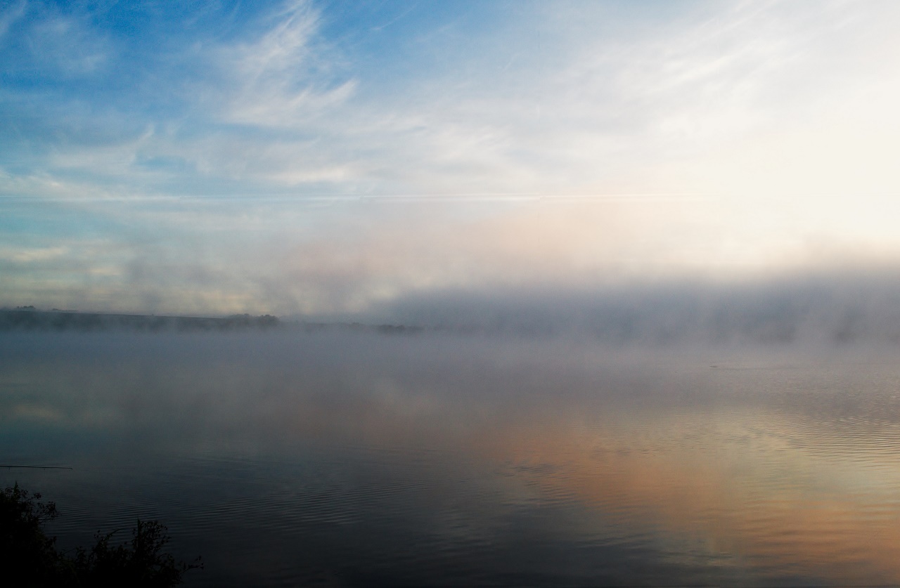 Fog and clouds. - River, Fog, Nature, dawn, The photo