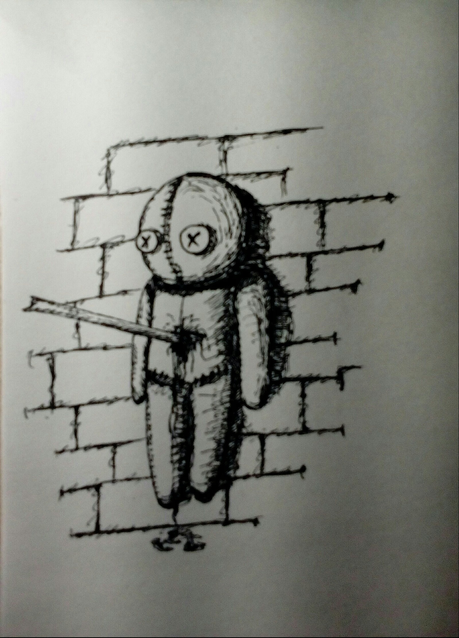 Toy with: (or voodoo if you like) - My, Pen drawing, A voodoo doll, Soft toy, Drawing