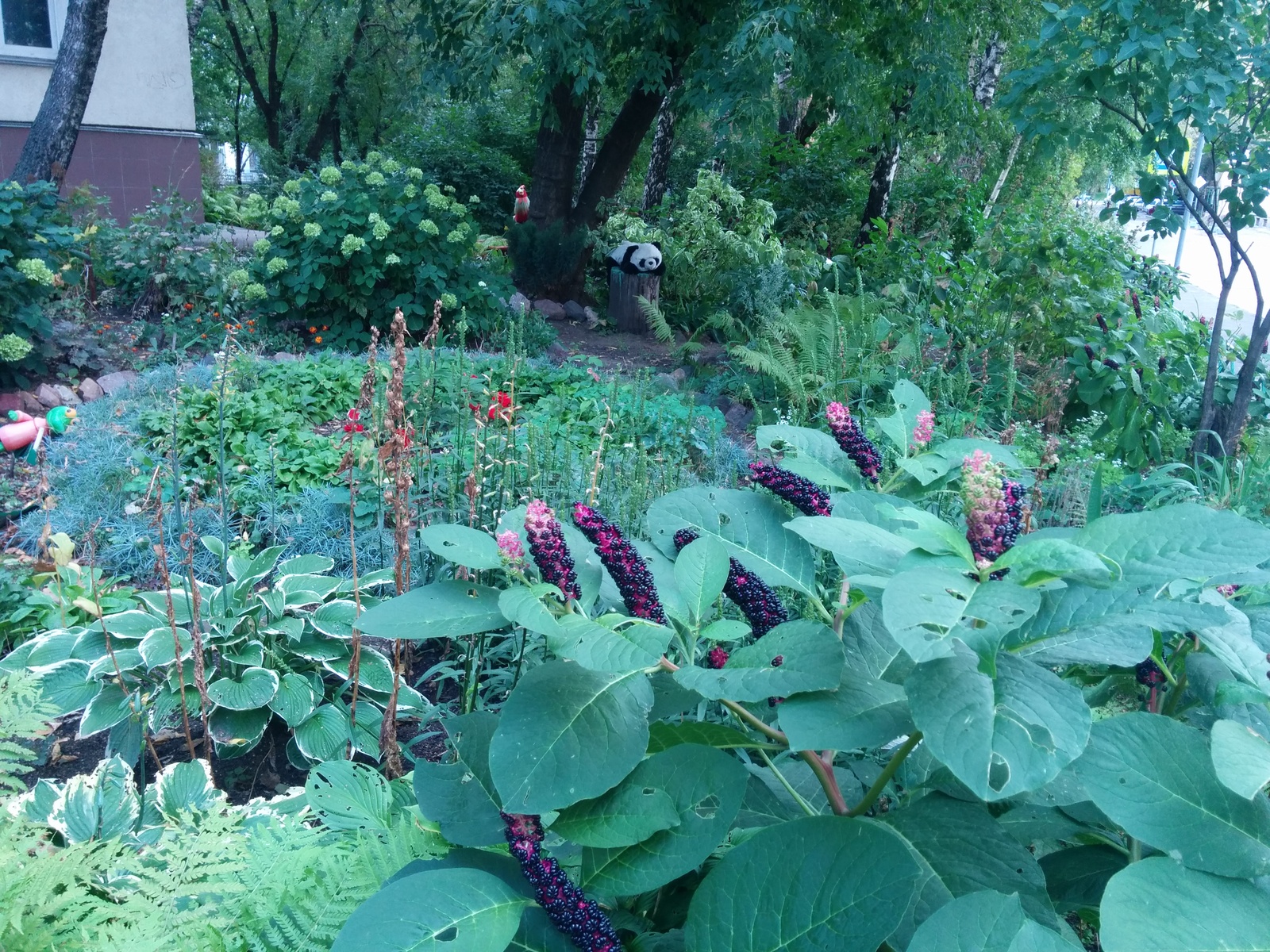 Nice patio with a panda. - My, Moscow, Courtyard, Flower bed, Longpost