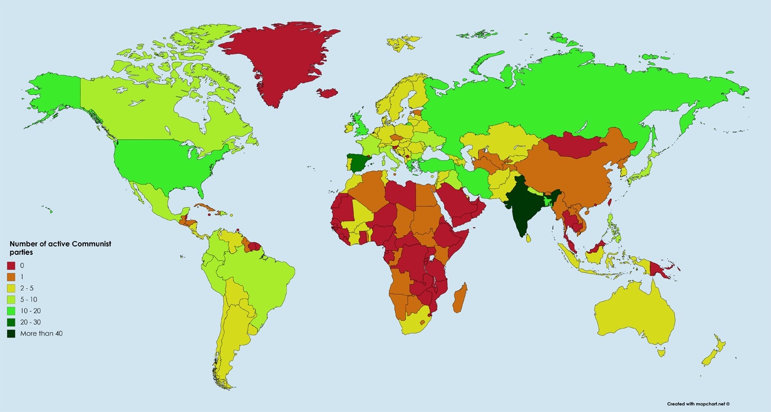 Карта коммунистических стран