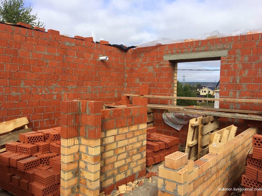 We build your house in 90 days. 43-59 days (18.09-24.09). Brick work completed - My, Home construction, My house, New building, Bricks, My, The photo, Kazan, Video, Longpost