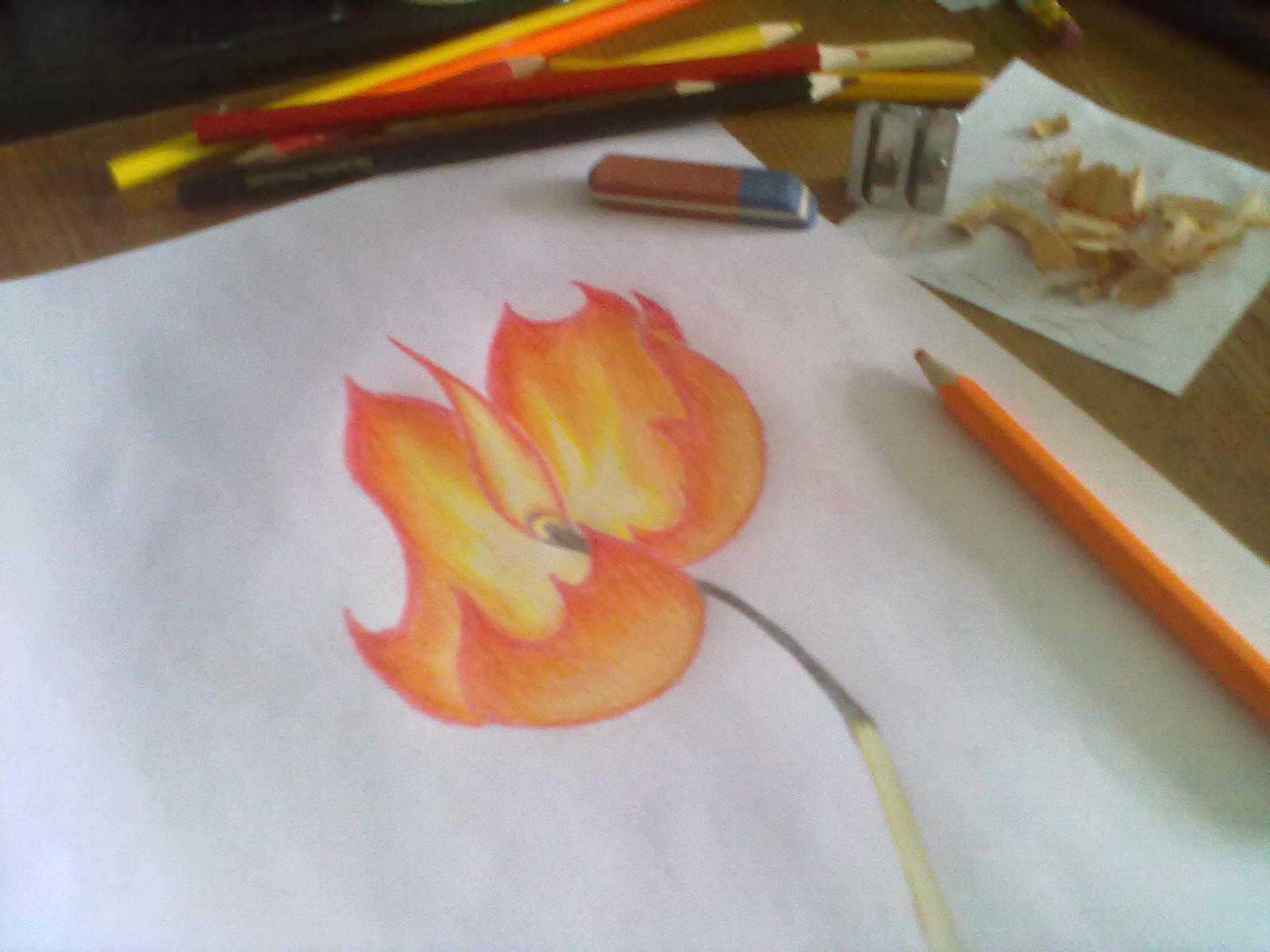 Last match - My, Traditional art, Matches, Flowers