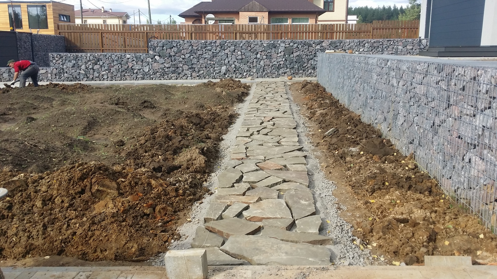 sandstone paths - My, A rock, Paving stones, Dacha, Saint Petersburg, Lawn, Landscape design, Longpost