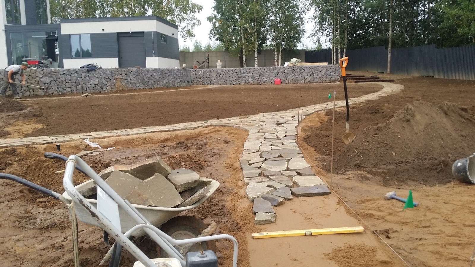 sandstone paths - My, A rock, Paving stones, Dacha, Saint Petersburg, Lawn, Landscape design, Longpost