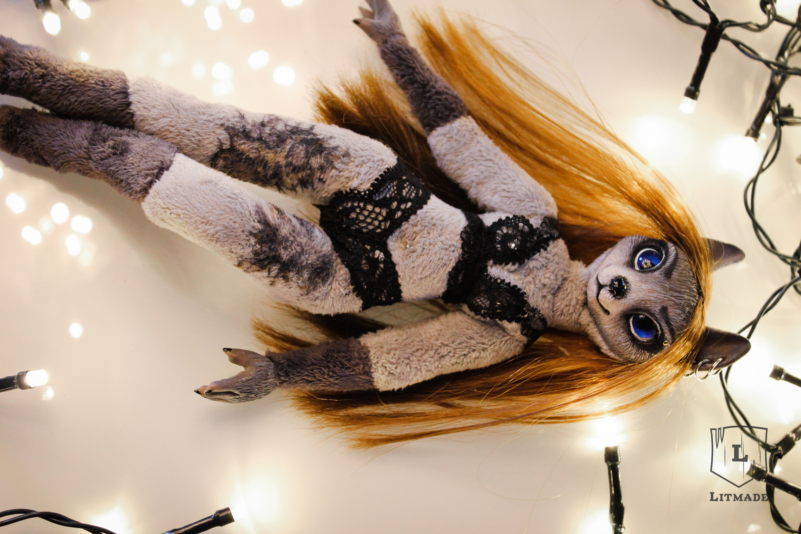 Wolf girl. In the spirit of New York. ^.^ - My, Wolf, Girls, Doll, Handmade, Polymer clay, Furry, Litmade, Longpost