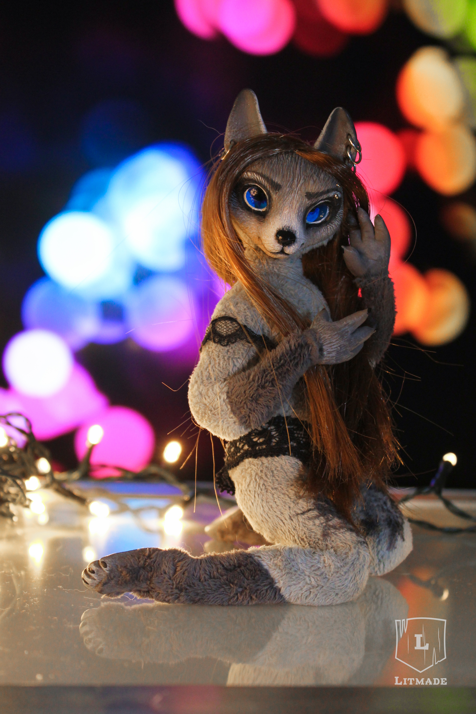 Wolf girl. In the spirit of New York. ^.^ - My, Wolf, Girls, Doll, Handmade, Polymer clay, Furry, Litmade, Longpost