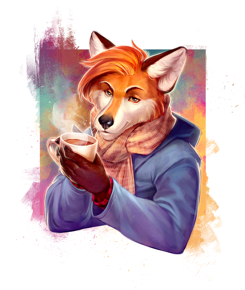 Fox portrait - Furry, Anthro, Art, 