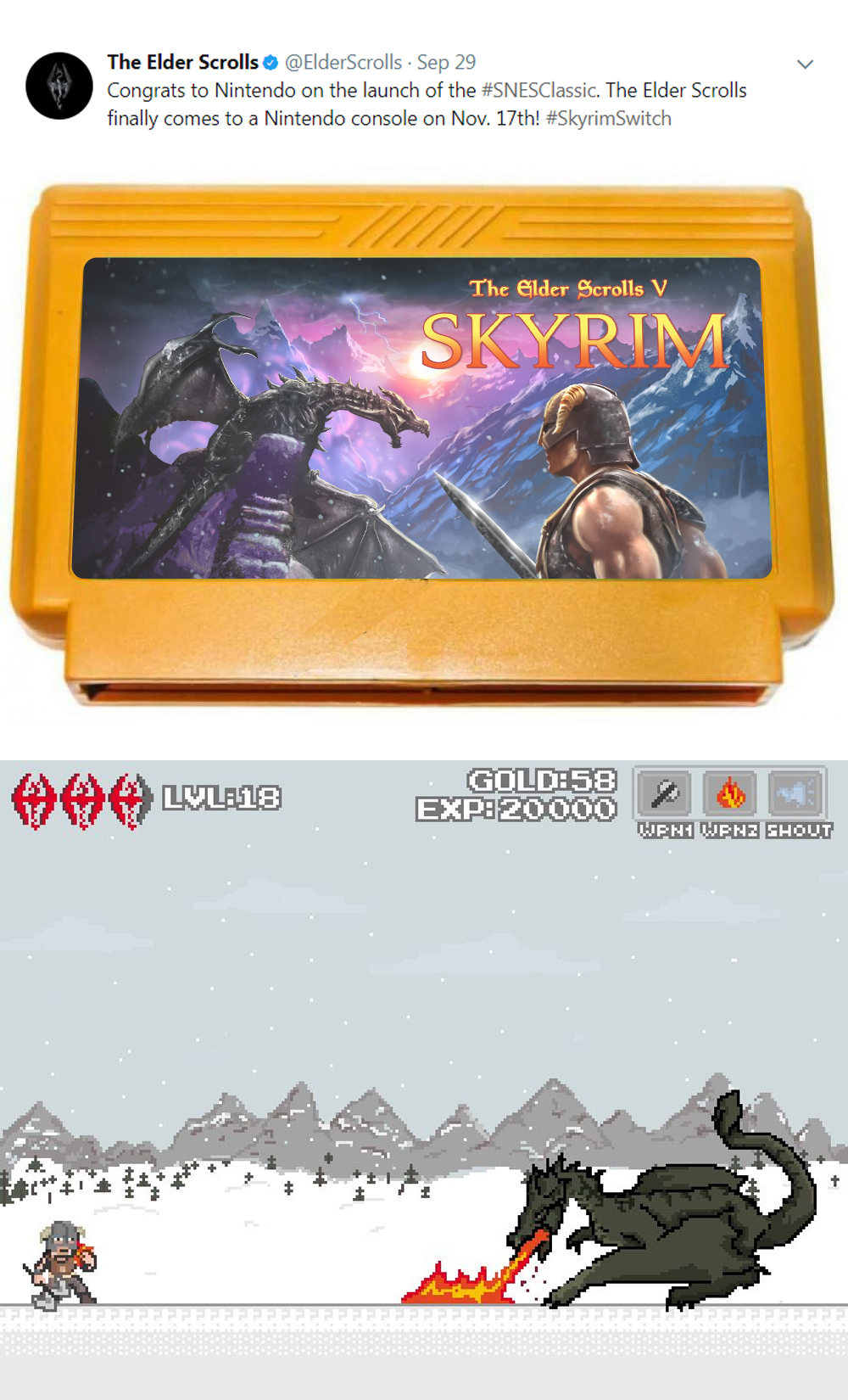 Nintendo Skyrim Announcement - My, Skyrim, Nintendo, Games, Cartridge, Old school