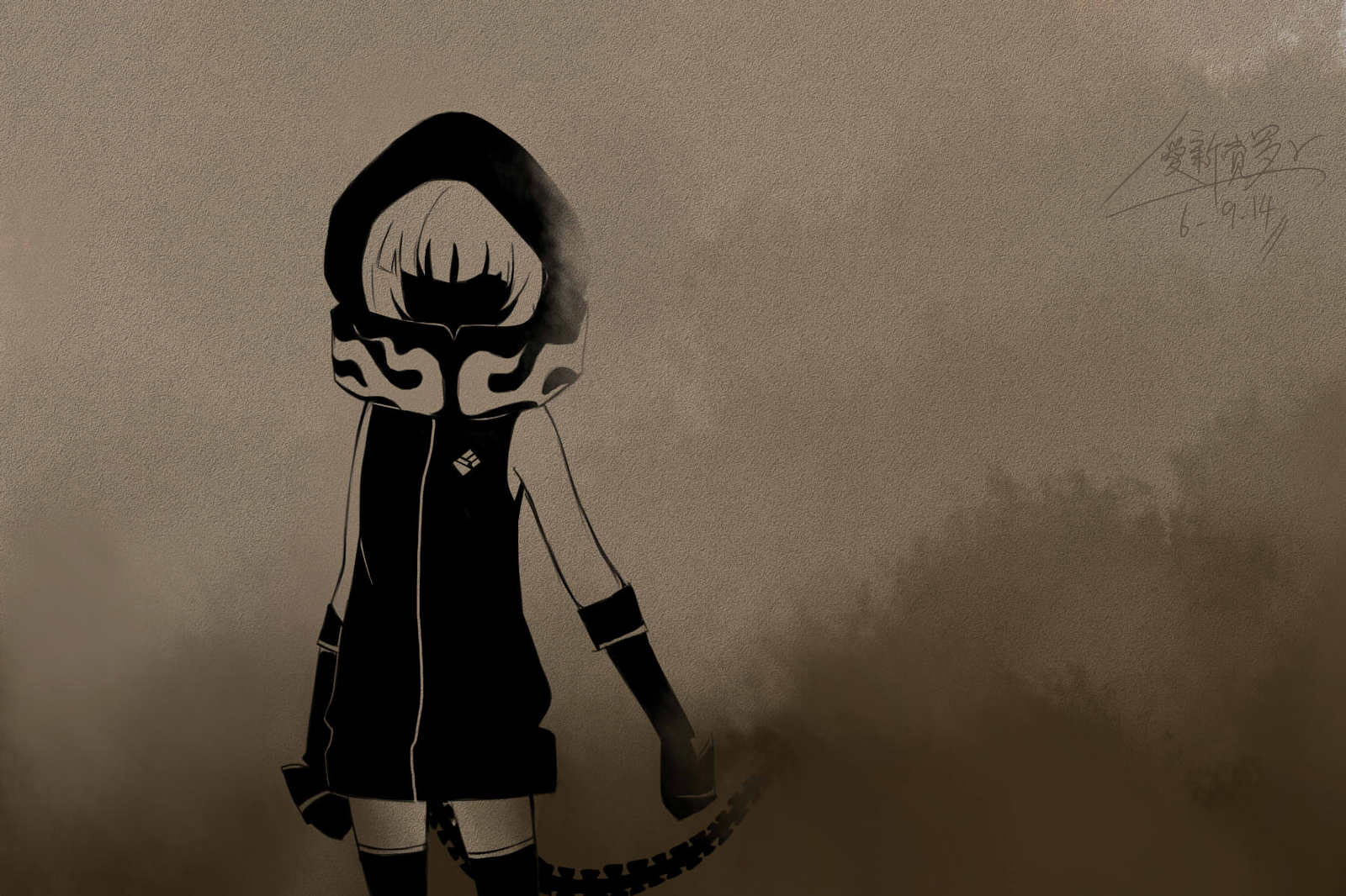 BRS BGS STR DM CHA - Anime, Anime art, Black rock shooter, Dead Master, Black Gold Saw, Chariot, Power, Minimalism, Longpost