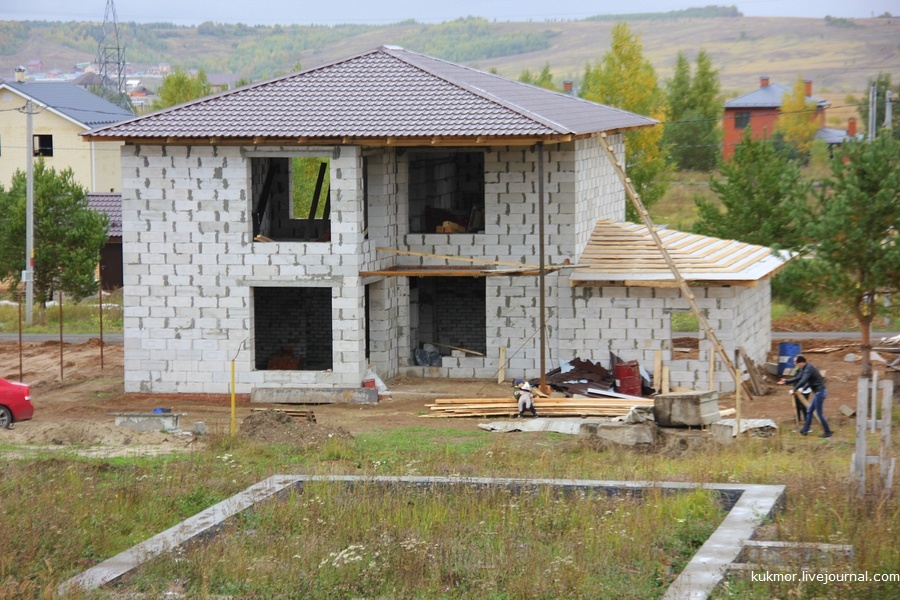 We build your house in 90 days. 60-65 days (25.09-30.09). The door appeared and the roof started - My, Home construction, My house, New building, My, The photo, Roof, Door, Kazan, Longpost