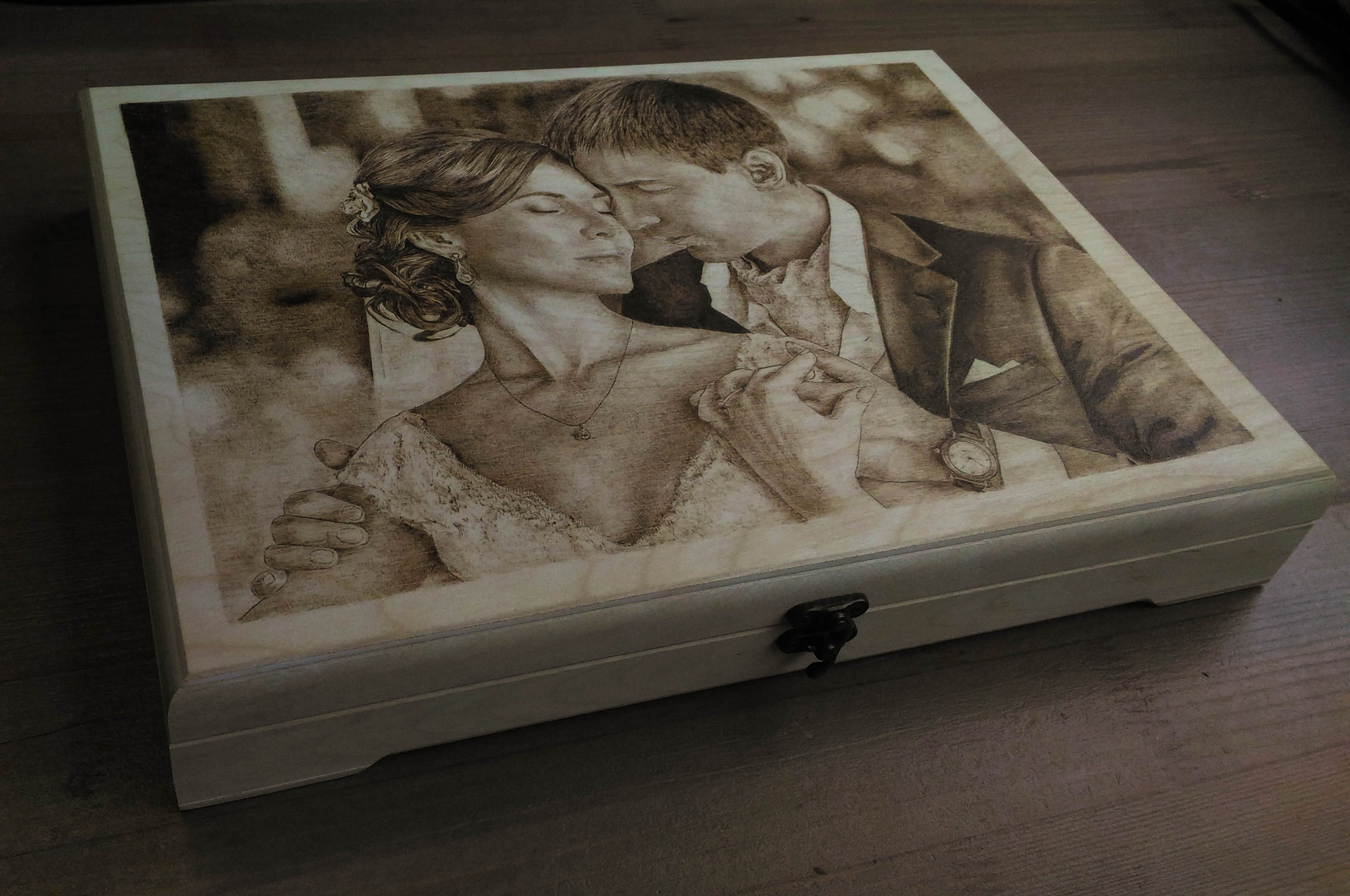 Veil storage box. Pyrography. - My, Casket, Portrait, Wedding, Beautiful girl, Relationship, Presents, Love, Pyrography, Longpost