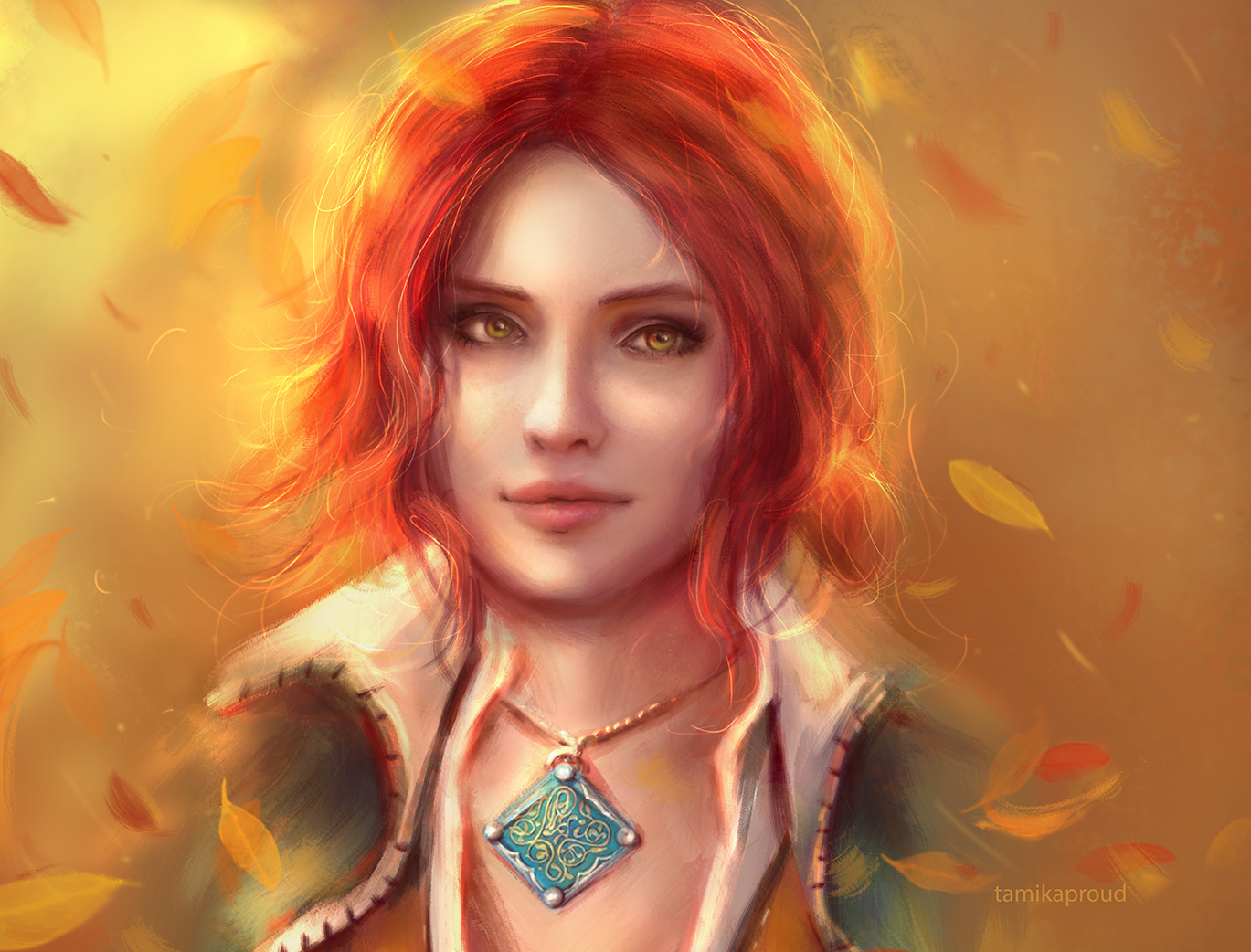 Autumn Triss - My, Witcher, Triss Merigold, Drawing, The Witcher 3: Wild Hunt, Longpost, Tamikaproud