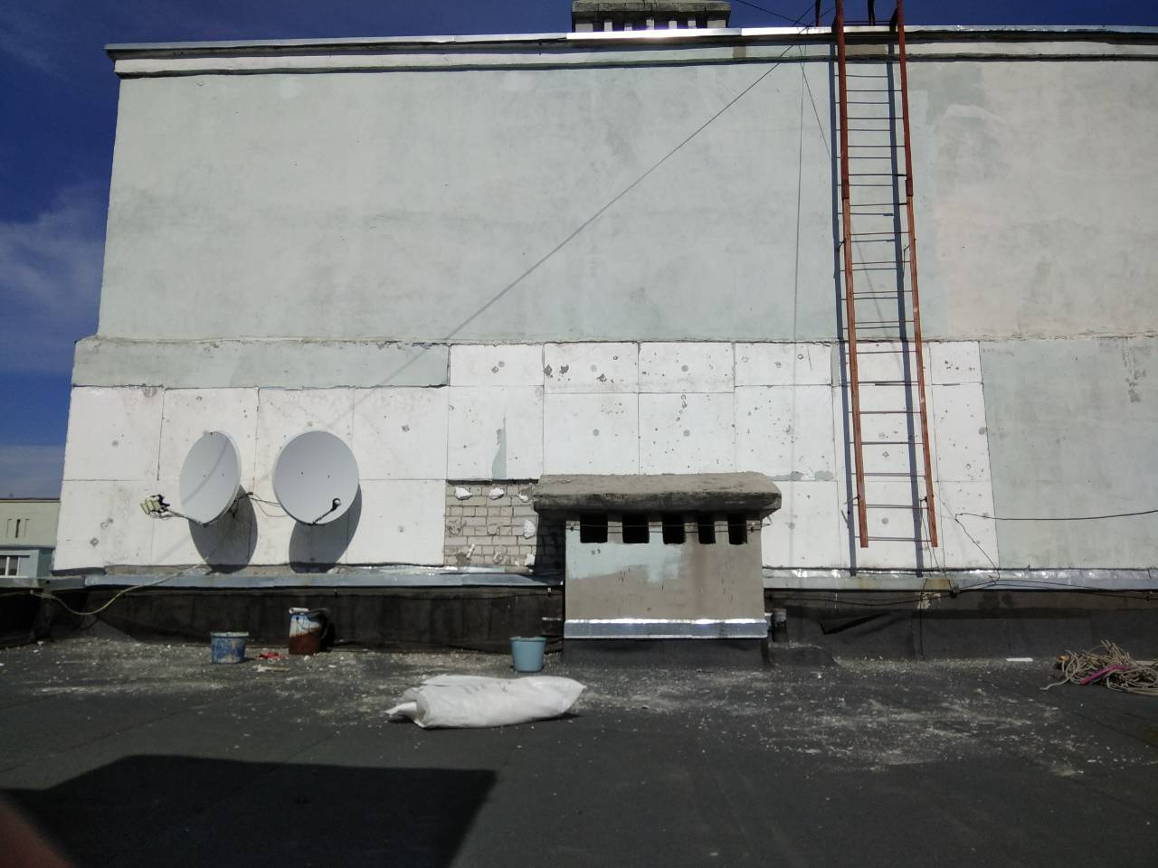 Warming. Second day. antenna - My, Repair, Facade, Warming, Satellite TV, Longpost