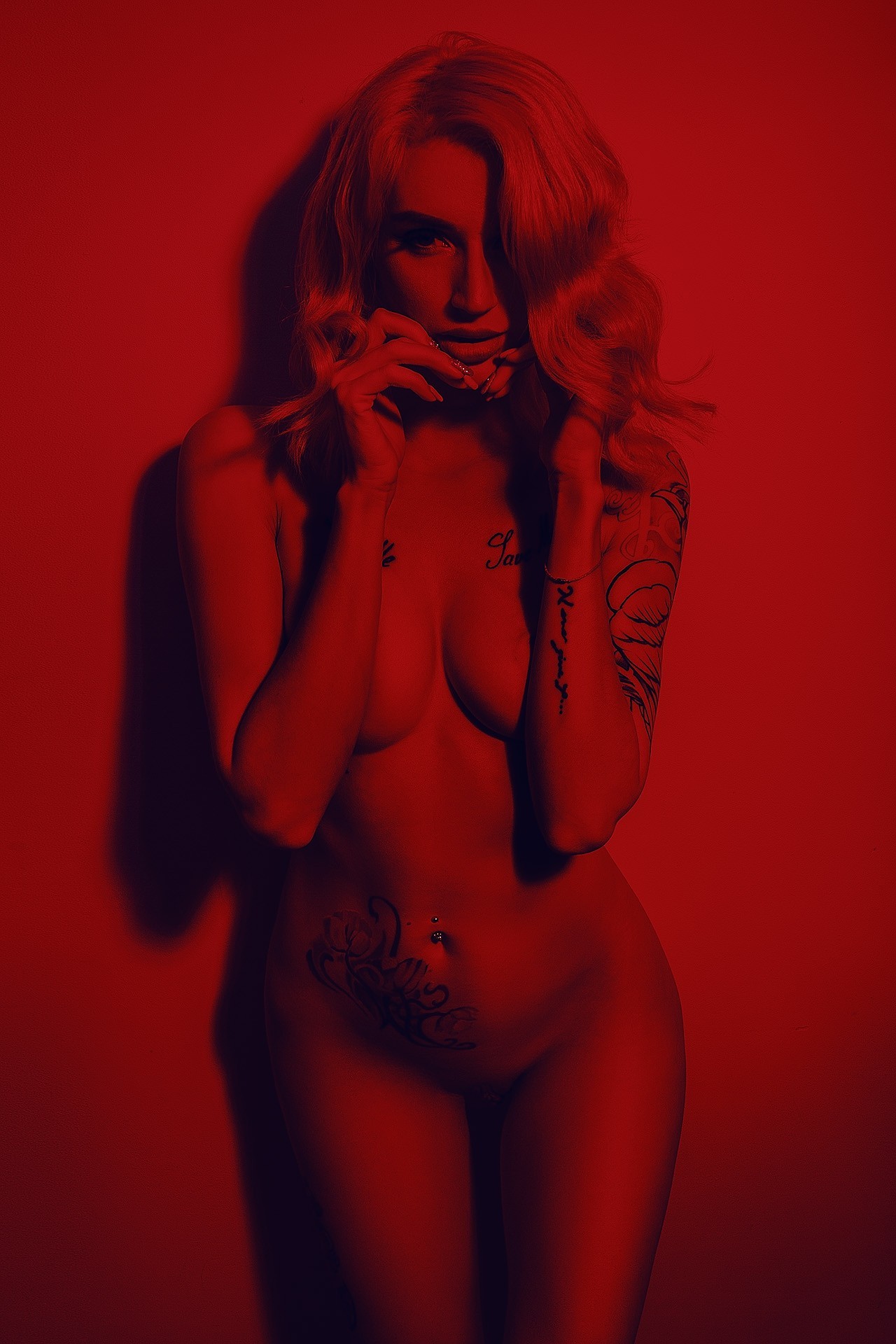 Red Eva - NSFW, My, Beautiful girl, The photo, Red light, Strawberry, Models, Longpost